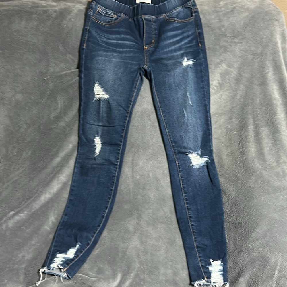 Grace & Lace Blue Jeggings with Elastic Waistband - Picture 3 of 5